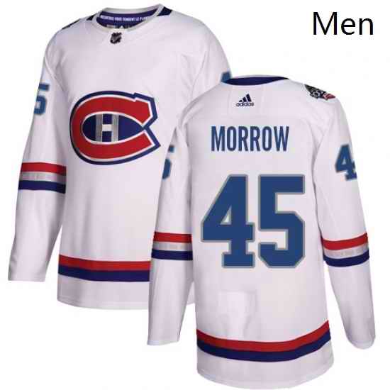 Mens Adidas Montreal Canadiens 45 Joe Morrow Authentic White 2017 100 Classic NHL Jersey